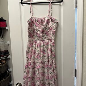 Miami Pink Floral Midi Dress